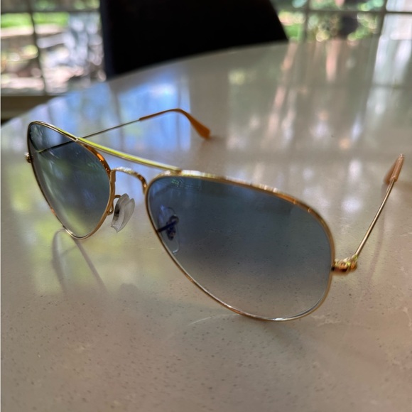 Ray-Ban Gold and Blue Aviator Sunglasses - Picture 1 of 2